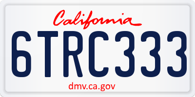 CA license plate 6TRC333