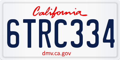 CA license plate 6TRC334