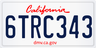 CA license plate 6TRC343