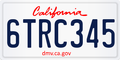 CA license plate 6TRC345