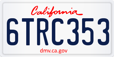 CA license plate 6TRC353