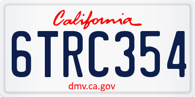 CA license plate 6TRC354