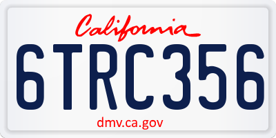 CA license plate 6TRC356