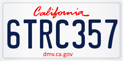 CA license plate 6TRC357