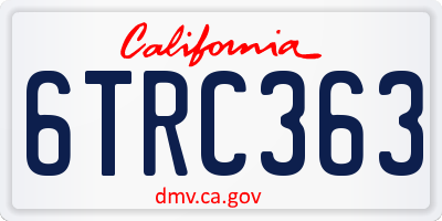 CA license plate 6TRC363