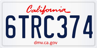 CA license plate 6TRC374