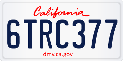 CA license plate 6TRC377