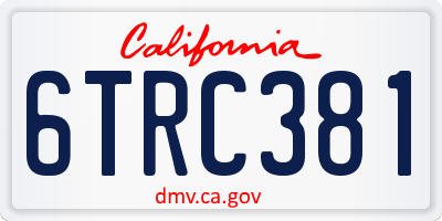 CA license plate 6TRC381