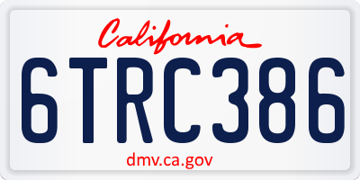 CA license plate 6TRC386