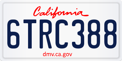 CA license plate 6TRC388