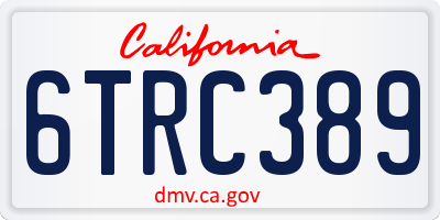 CA license plate 6TRC389