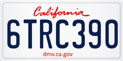 CA license plate 6TRC390