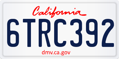 CA license plate 6TRC392