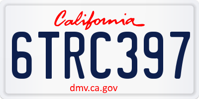 CA license plate 6TRC397