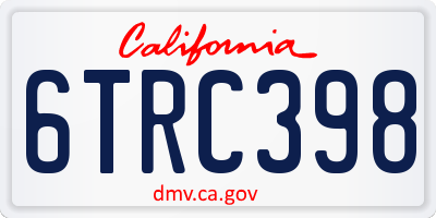 CA license plate 6TRC398