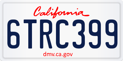 CA license plate 6TRC399