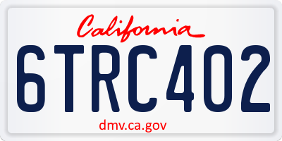 CA license plate 6TRC402