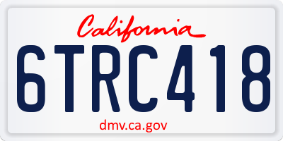 CA license plate 6TRC418