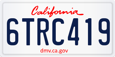 CA license plate 6TRC419