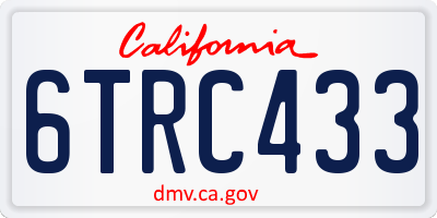 CA license plate 6TRC433