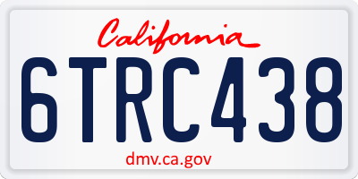 CA license plate 6TRC438