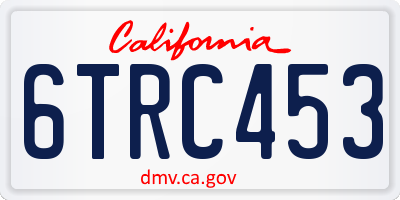 CA license plate 6TRC453