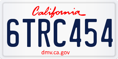 CA license plate 6TRC454