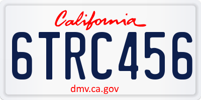 CA license plate 6TRC456