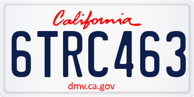 CA license plate 6TRC463