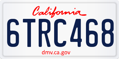 CA license plate 6TRC468