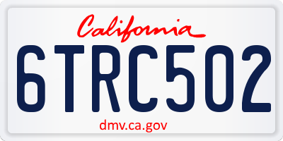 CA license plate 6TRC502