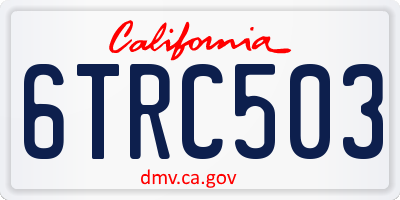 CA license plate 6TRC503