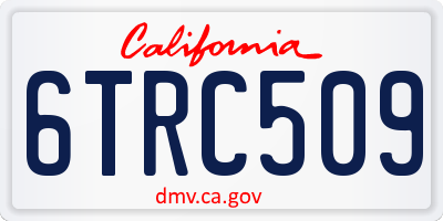 CA license plate 6TRC509