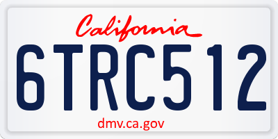 CA license plate 6TRC512