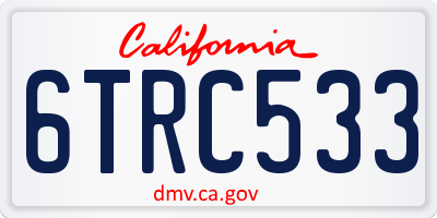 CA license plate 6TRC533