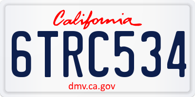 CA license plate 6TRC534
