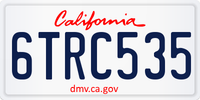 CA license plate 6TRC535