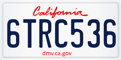 CA license plate 6TRC536