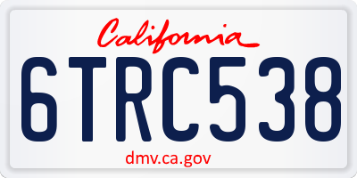 CA license plate 6TRC538