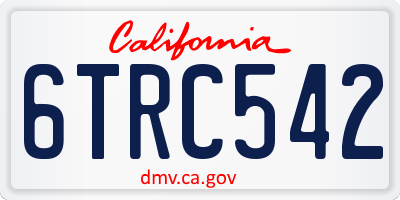 CA license plate 6TRC542