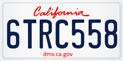 CA license plate 6TRC558