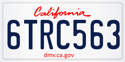 CA license plate 6TRC563