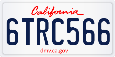 CA license plate 6TRC566