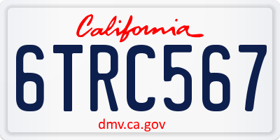 CA license plate 6TRC567