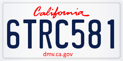 CA license plate 6TRC581