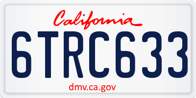 CA license plate 6TRC633