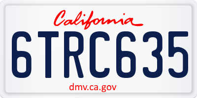 CA license plate 6TRC635