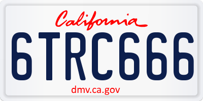 CA license plate 6TRC666