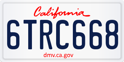 CA license plate 6TRC668