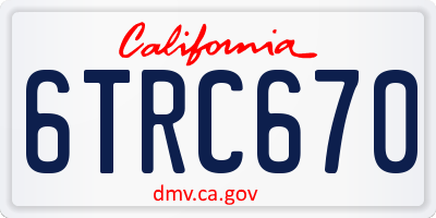 CA license plate 6TRC670